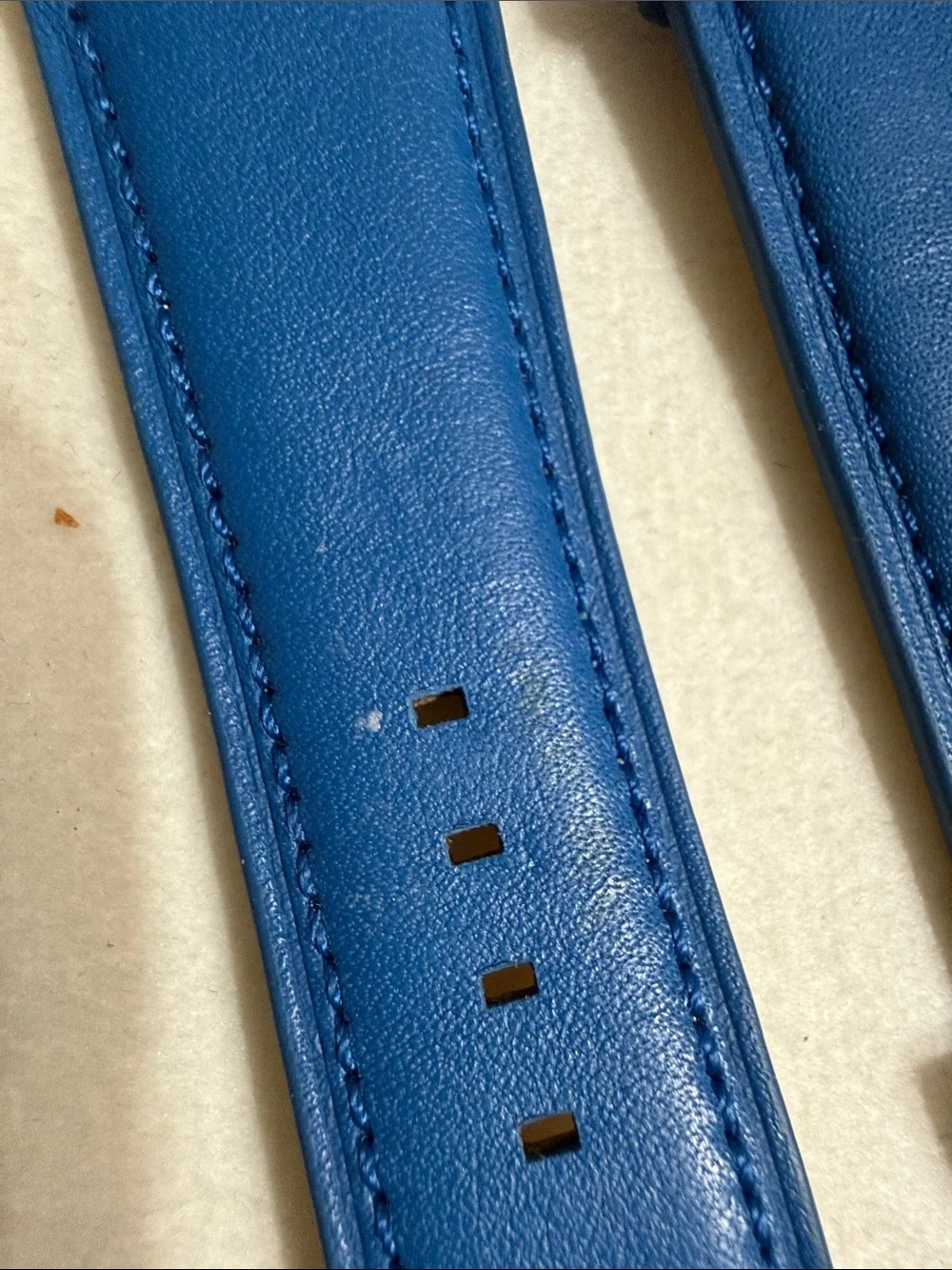 22mm Fossil Blue Leather Watch Strap with Silver Buckle